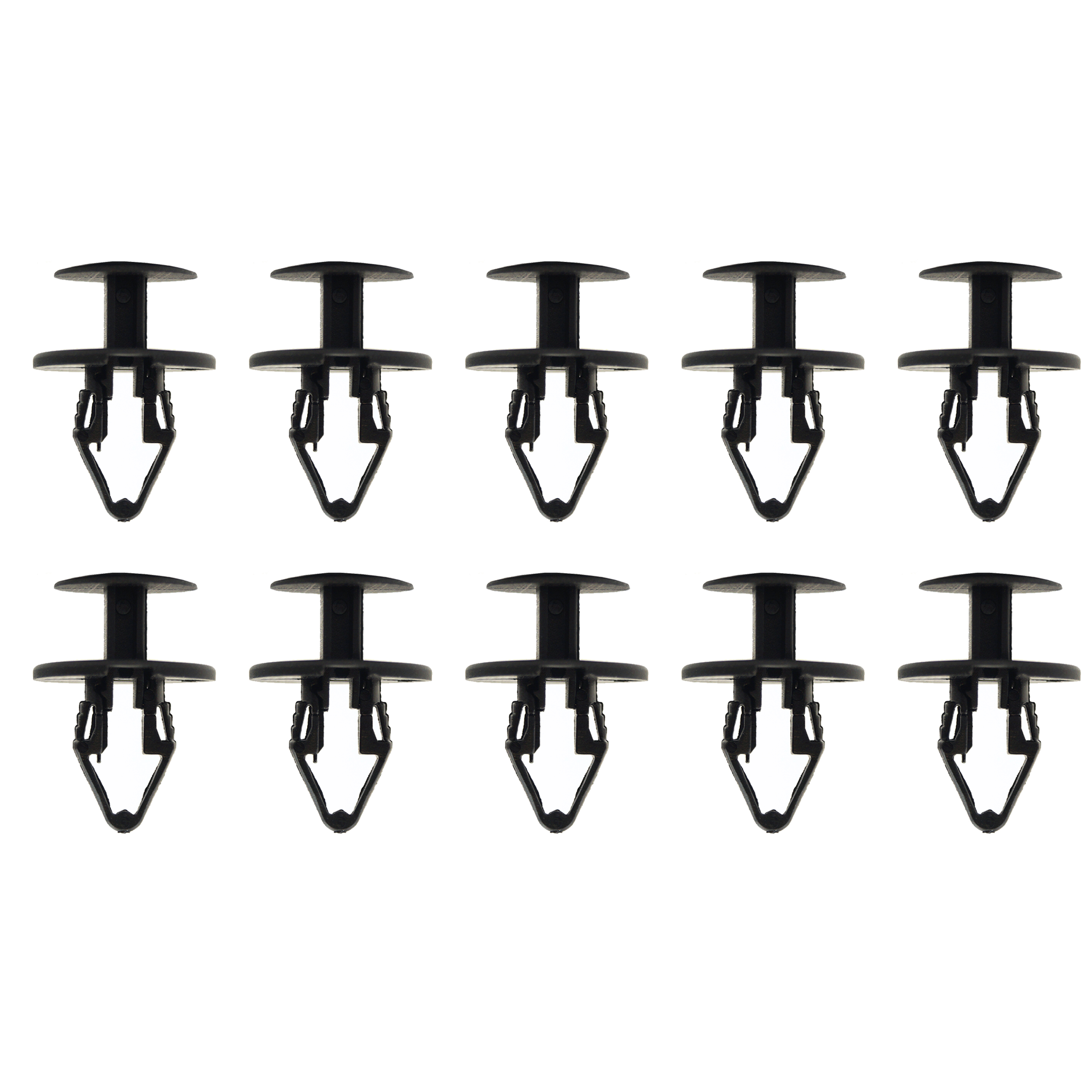(PACK OF 10) M10 PLASTIC CENTER PUSH FENDER CLIPS RIVETS, 10mm x 22mm x 24mm