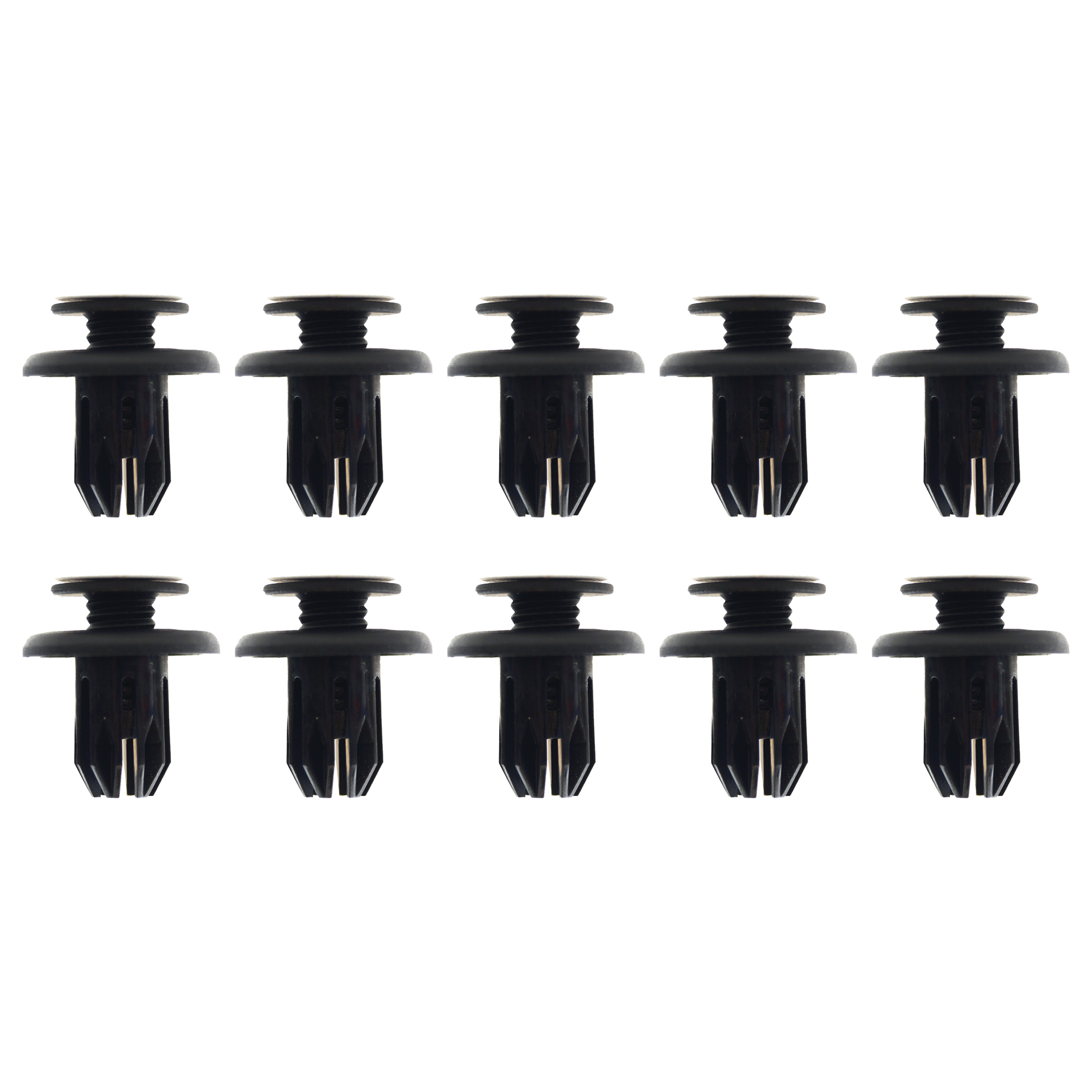(PACK OF 10) M10 PLASTIC CENTER SCREW FENDER CLIPS RIVETS, 10mm x 17mm x 20mm