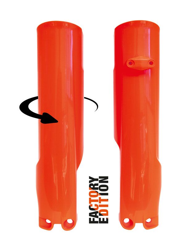 FACTORY FULL WRAP FORK GUARDS 2023-2024 KTM SX/SX-F, HUSKY FC/TC, NEON ORANGE, RTECH R-PSKTMAN0093 image 1