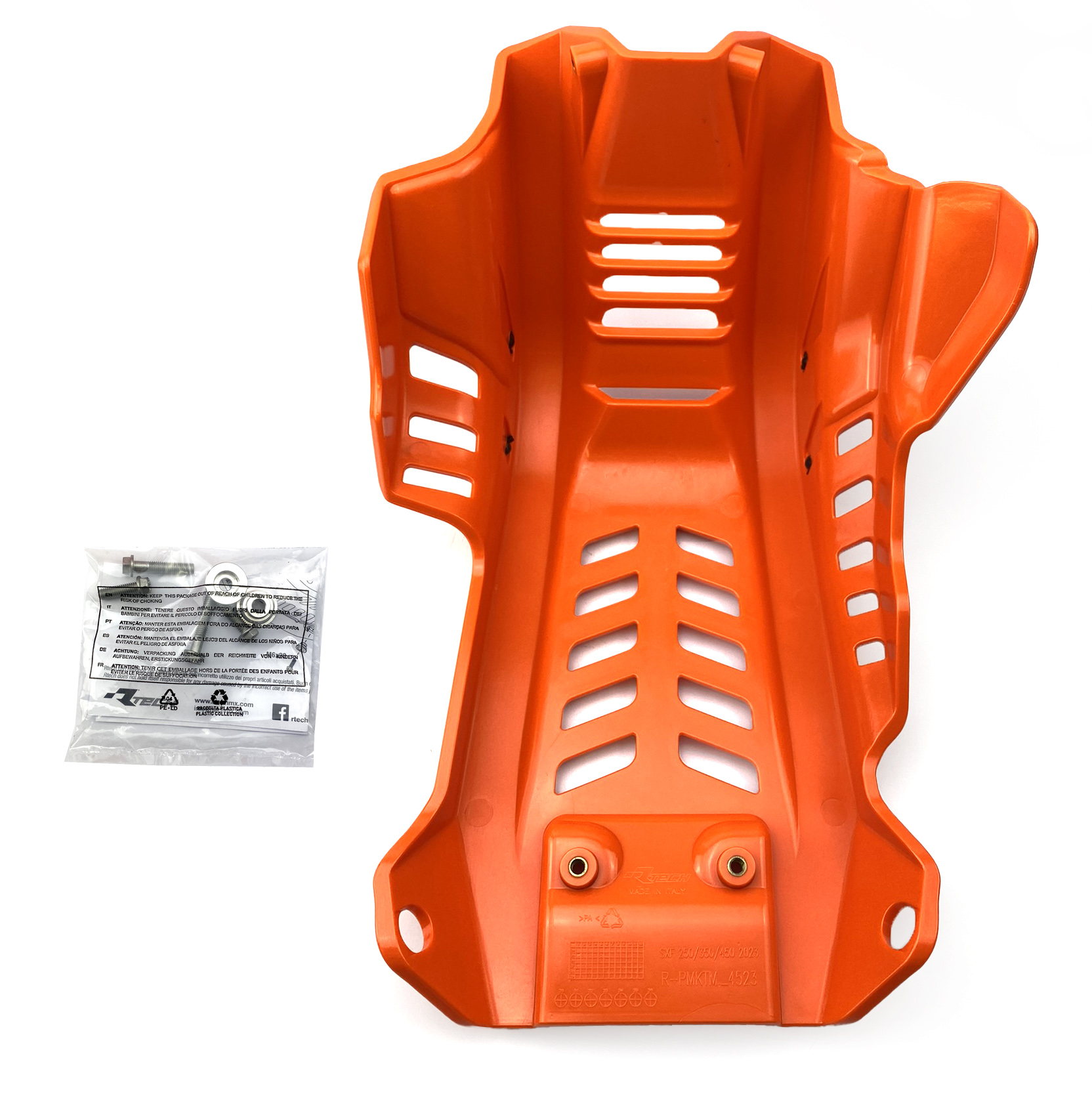 PLASTIC SKID PLATE ORANGE, KTM 250/350/450 SX-F 2023-24, RTECH R-PMKTMAR4523, PLASTIC ENGINE COVER thumbnail 5