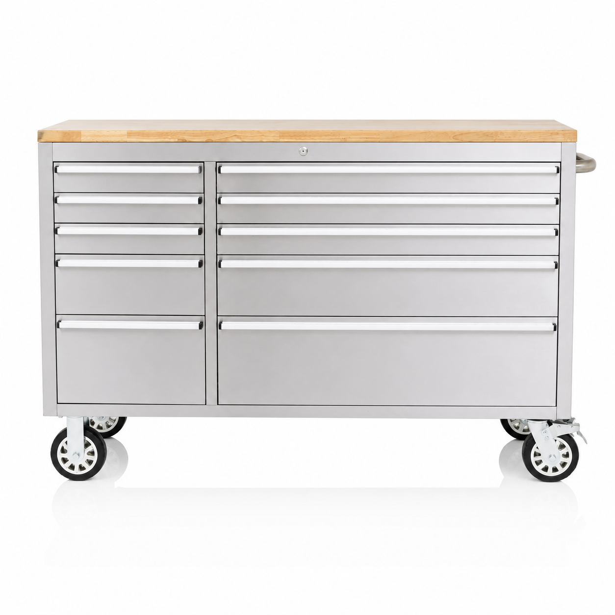 55 Stainless Steel Tool Chest Box 10 Drawers Solid Wooden Top thumbnail 6