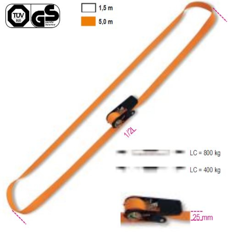 Ring Ratchet Tie Downs 750kg High-Tenacity Polyester 5m - Robur 8188C25 5 thumbnail 3