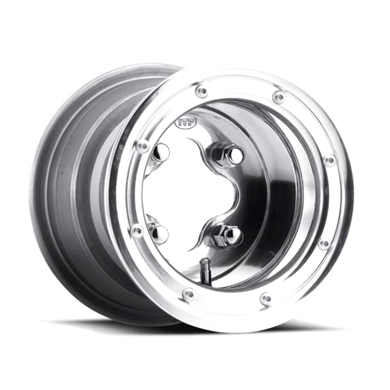 ITP ALLOY RIM 10x5 4/156 3+2 A-6 TRAC LOCK SERIES POLISHED WHEEL BEAD LOCK 1028616403
