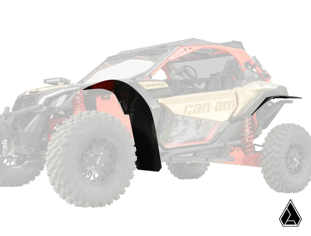 CANAM MAVERICK X3 LOW PROFILE WHEEL ARCH FENDER FLARES MUD GUARDS, ASSAULT INDUSTRIES FF-CA-X3-002 image 1