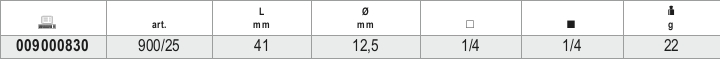 Universal Joint, 1/4 Drive, 41mm Length - Beta Tools 900/25 thumbnail 3
