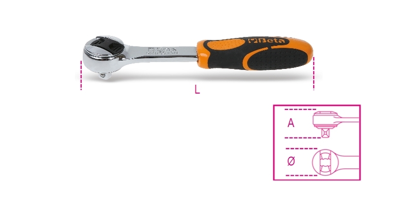 Reversible Ratchet, 1/4 Drive, 48 Teeth, 125mm Length - Beta Tools 900/55 thumbnail 4