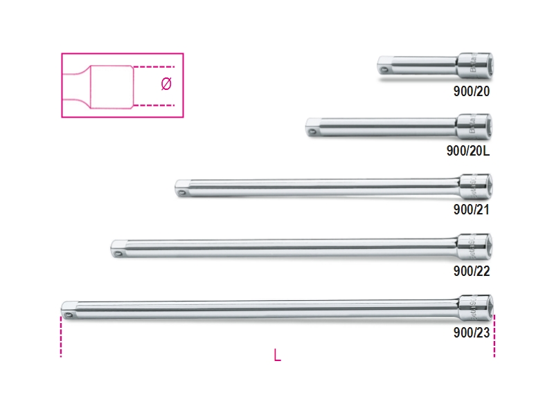 Extension Bar, 1/4 Female to Male Drive, 100mm Length - Beta Tools 900/20L image 1