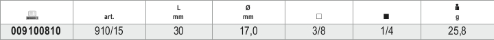 Adaptor 3/8 Female to 1/4 Male Driver 30mm - Beta Tools 910/15 thumbnail 2