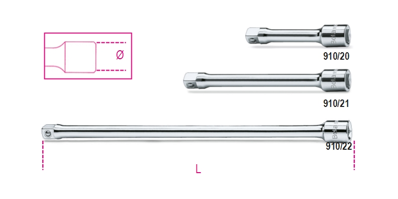 3/8 Drive Extension Bar 250mm - Beta Tools 910/22 image 1