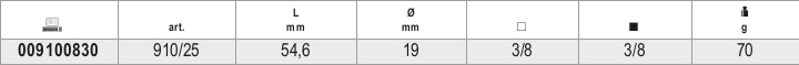 3/8 Drive Universal Joint 54.6mm - Beta Tools 910/25 thumbnail 3