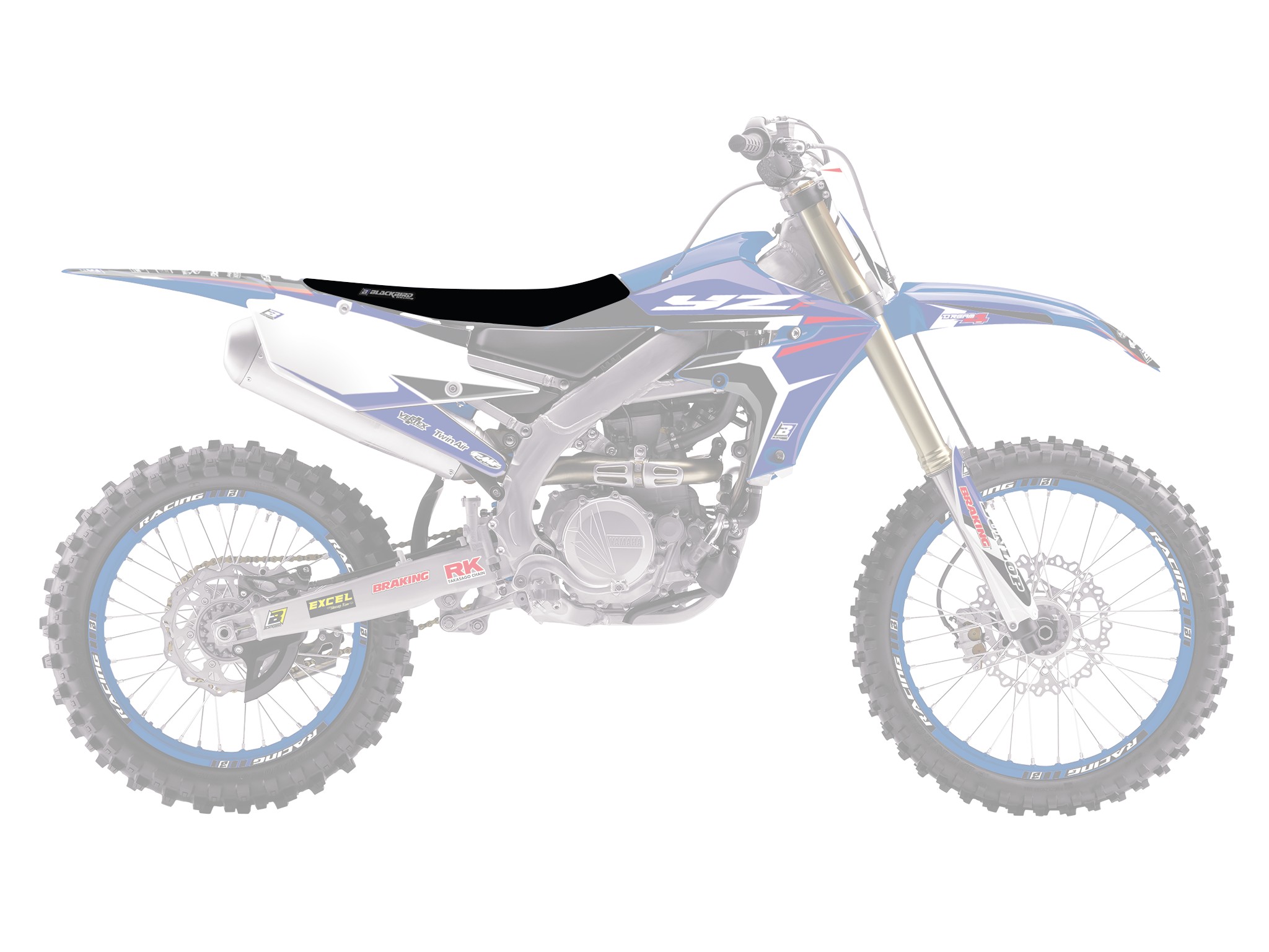 19-23 250 18-22 450 YZF YAMAHA STANDARD HEIGHT BLACK MOON COMPLETE SEAT, BLACKBIRD 9202S/01 image 1