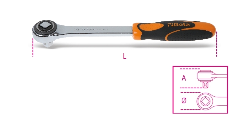 1/2 Push-Through Drive Ratchet 72 Teeth 275mm - Beta Tools 920/50 thumbnail 2