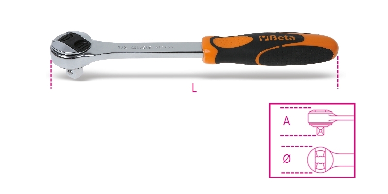 1/2 Drive Reversible Ratchet 72 Teeth 275mm - Beta Tools 920/55 thumbnail 4