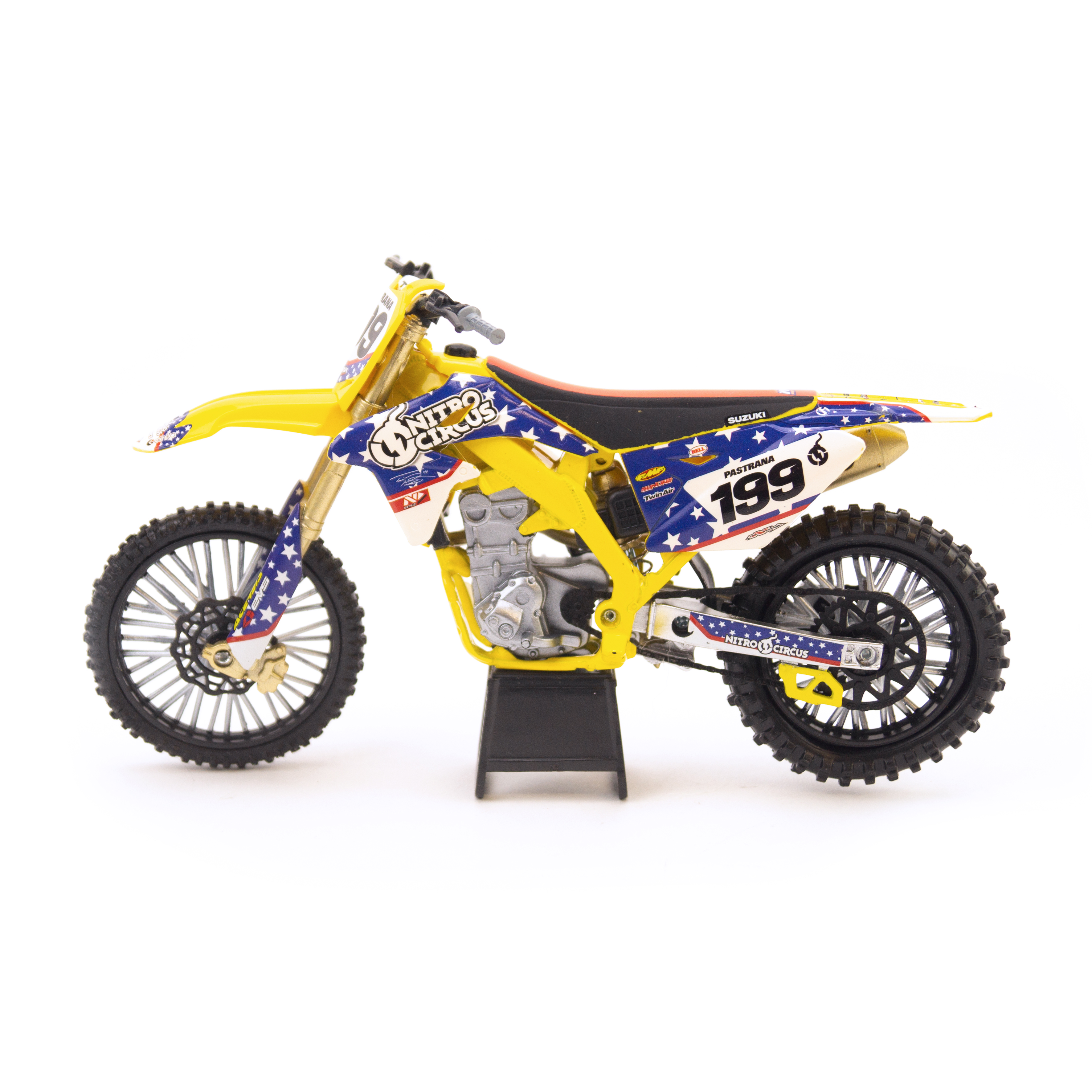 MODEL DIE CAST NITRO CIRCUS DIRT BIKE, TRAVIS PASTRANA, SCALE 1:12, NEWRAY 57993, MX thumbnail 2
