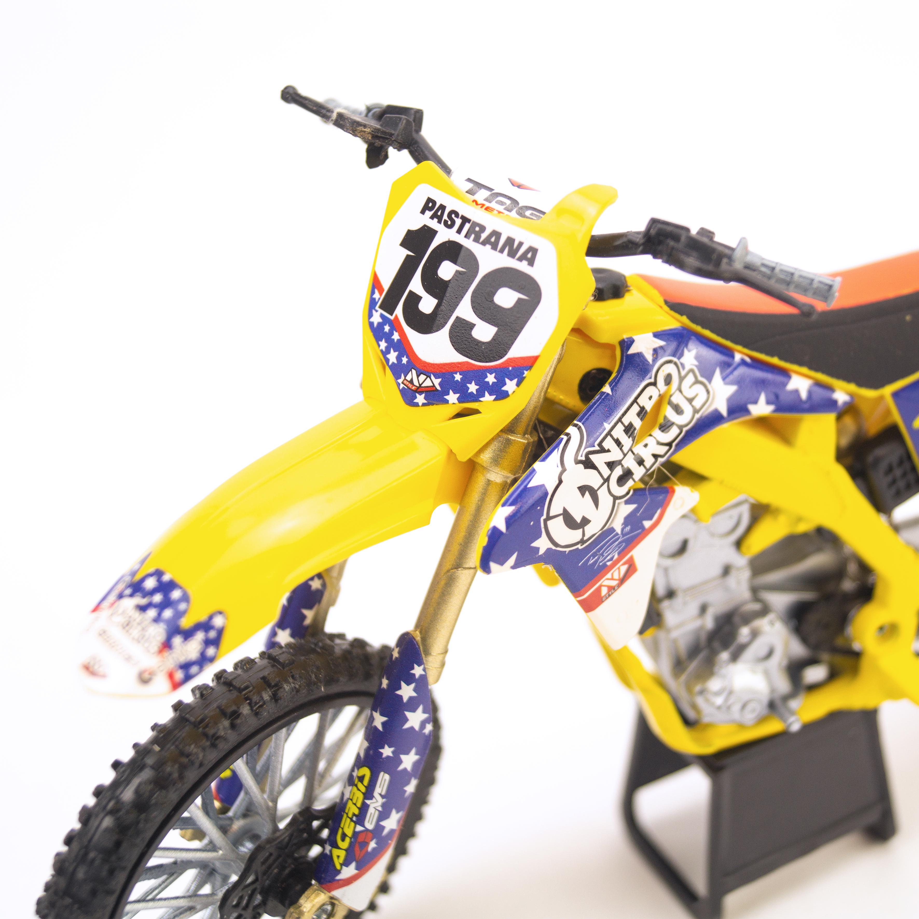 MODEL DIE CAST NITRO CIRCUS DIRT BIKE, TRAVIS PASTRANA, SCALE 1:12, NEWRAY 57993, MX thumbnail 3