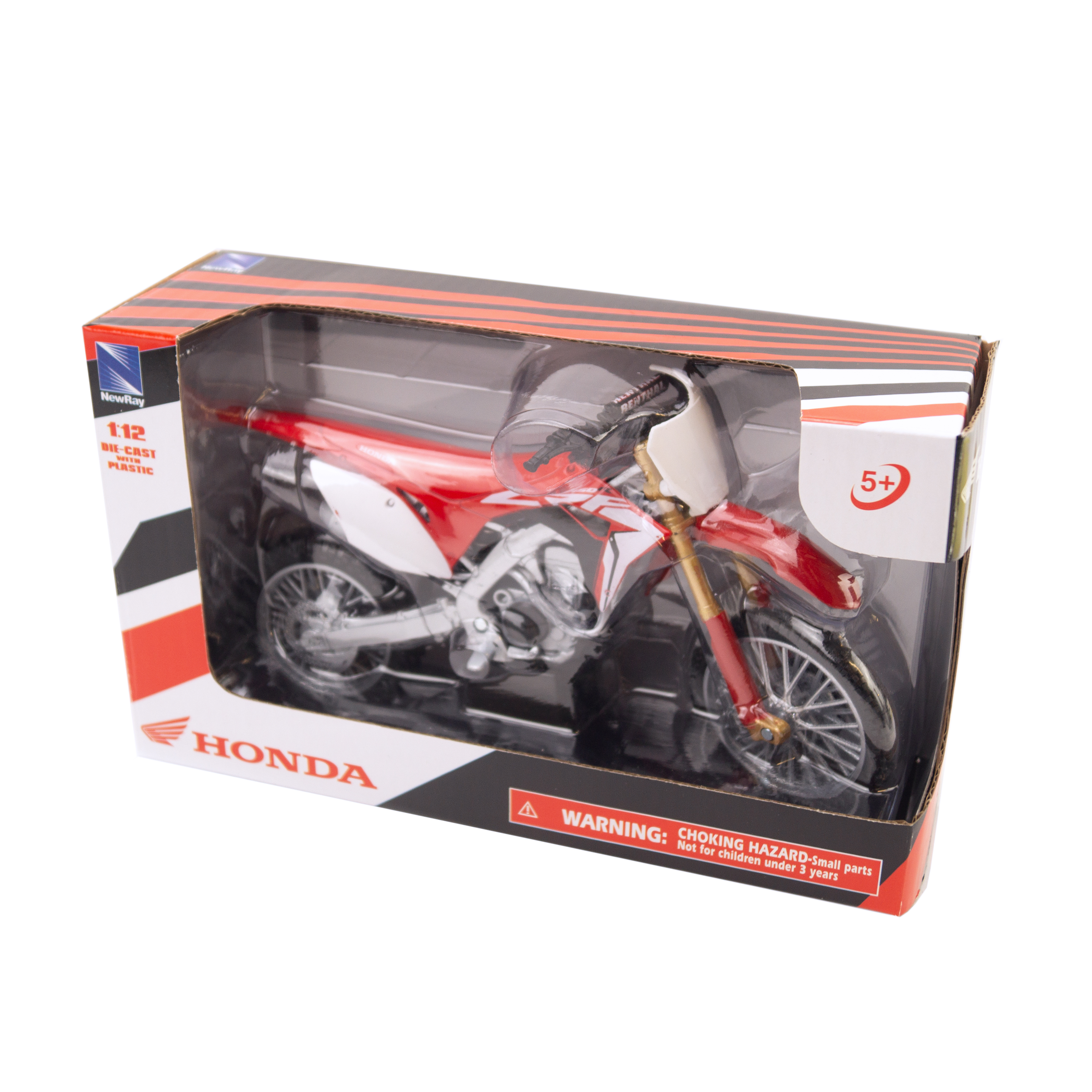MODEL DIE CAST HONDA CRF 450 R 2017, RED AND WHITE, 1:12 SCALE, NEW RAY 57873 thumbnail 2