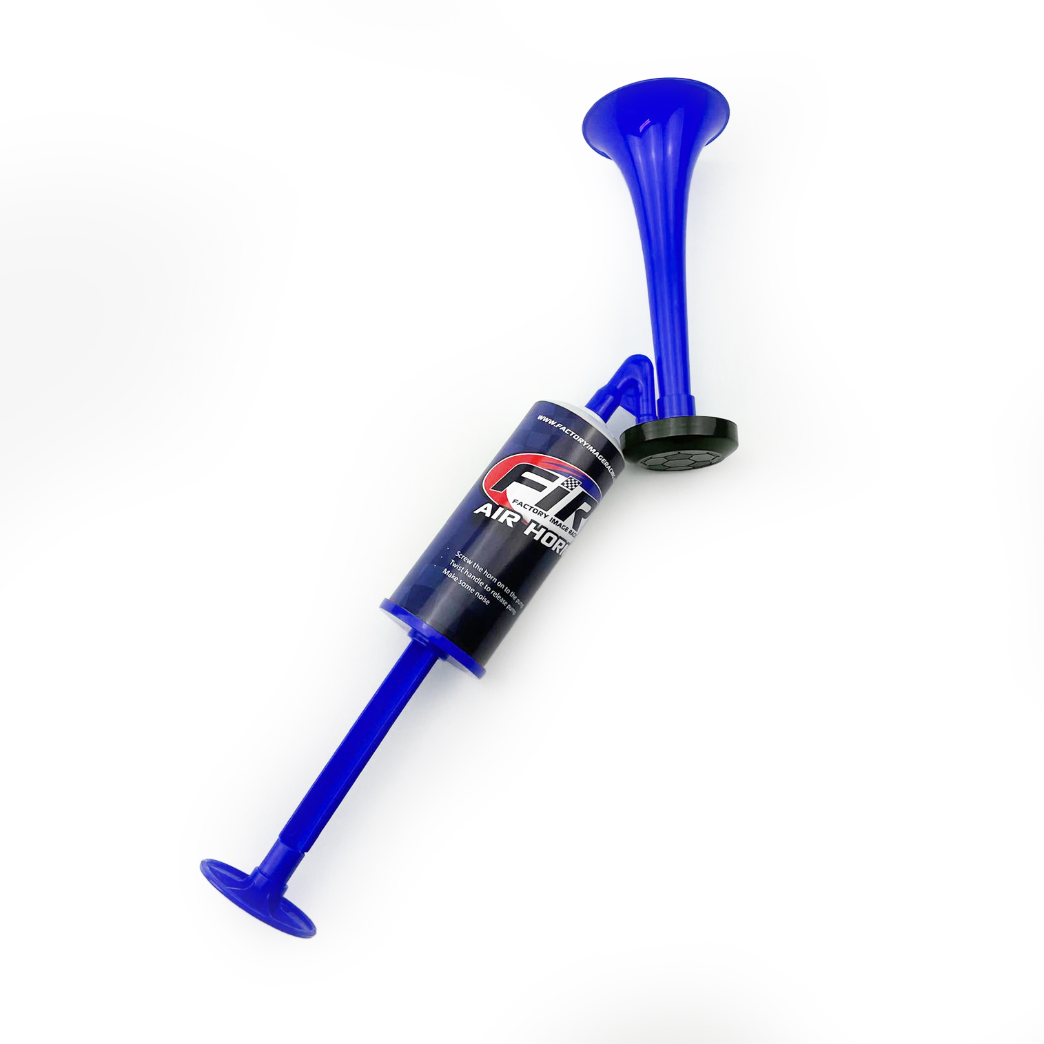 BLUE AIR HORN TOY HAND HELD PUSH PUMP NO GAS NEEDED SPORTS AND RACE EVENTS thumbnail 3