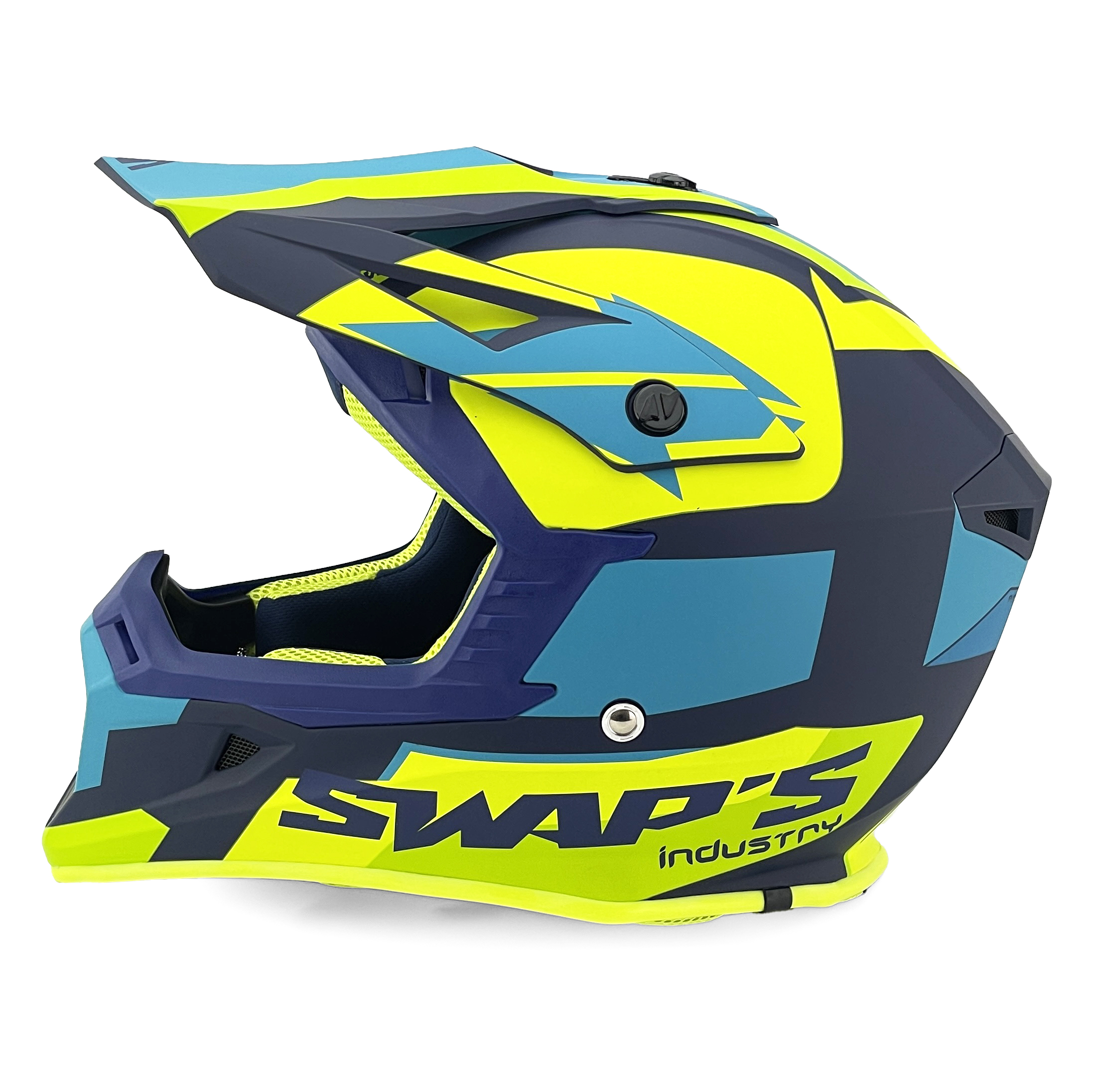 MX HELMET XL 62 BLUE/YELLOW, SWAP'S S818 FULL FACE CSW3G4105, !! ACU GOLD APPROVED !! thumbnail 4