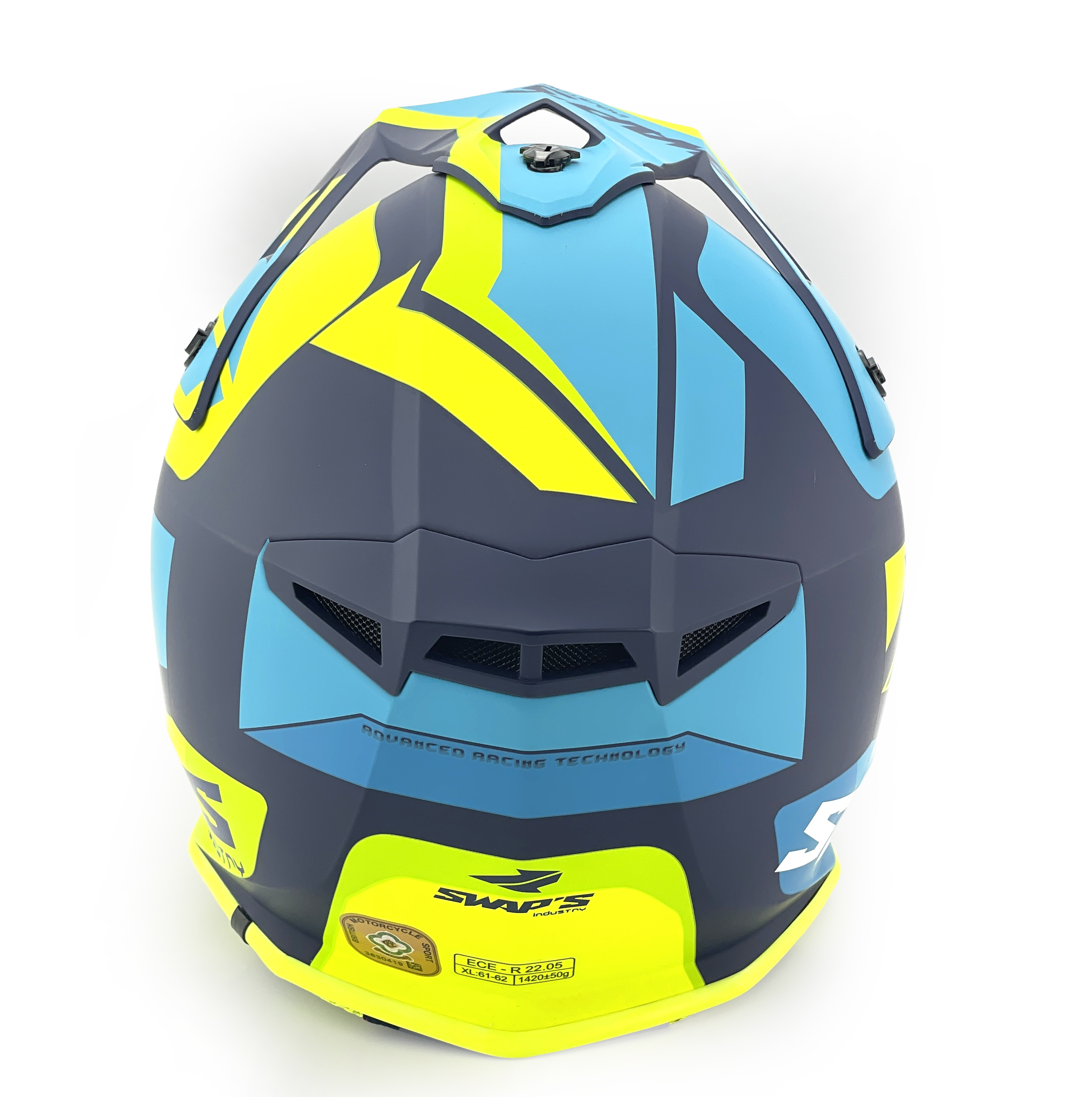 MX HELMET XL 62 BLUE/YELLOW, SWAP'S S818 FULL FACE CSW3G4105, !! ACU GOLD APPROVED !! thumbnail 5