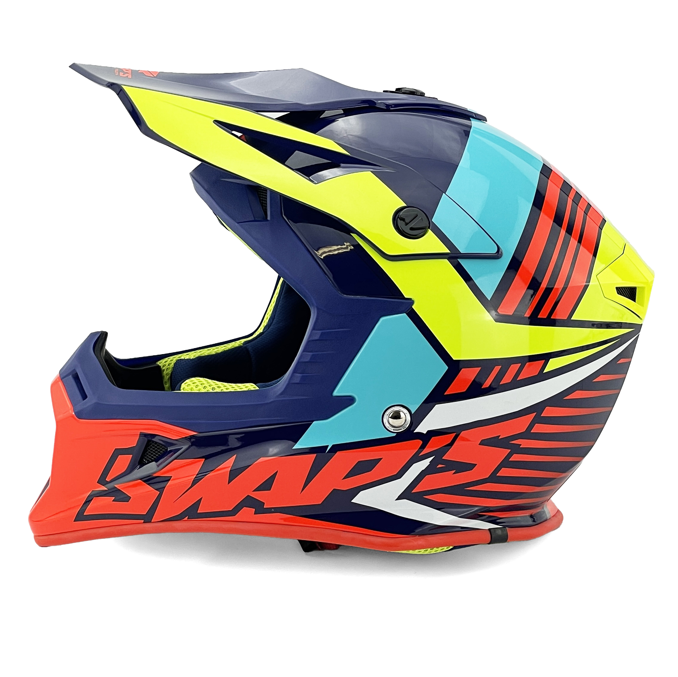 MX HELMET XL 62 BLUE/YELLOW 21, SWAP'S S818 FULL FACE CSW9G0105, !! ACU GOLD APPROVED !! thumbnail 4