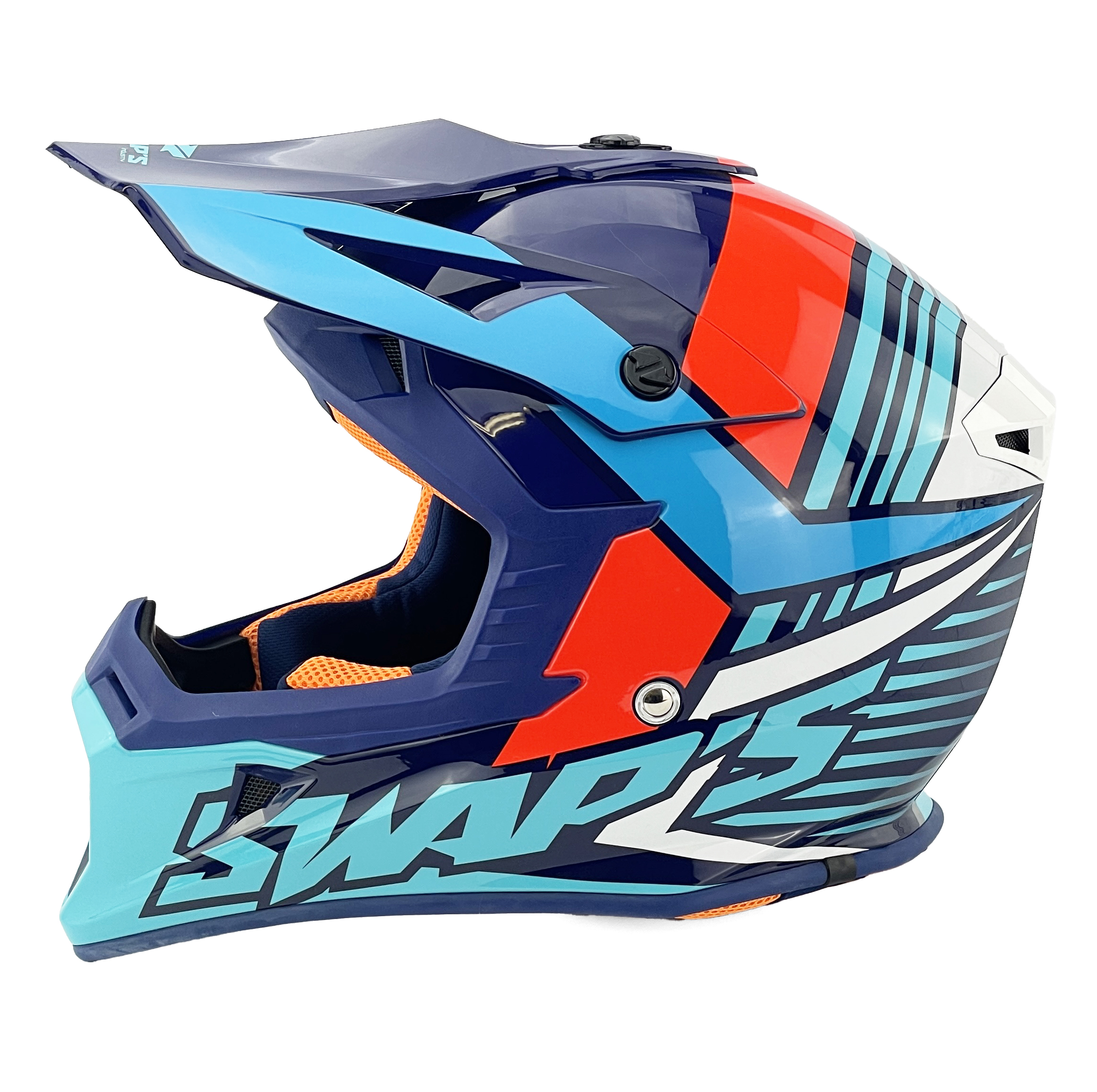 MX HELMET XL 62 WHITE/BLUE 21, SWAP'S S818 FULL FACE CSW6G1105, !! ACU GOLD APPROVED !! thumbnail 4