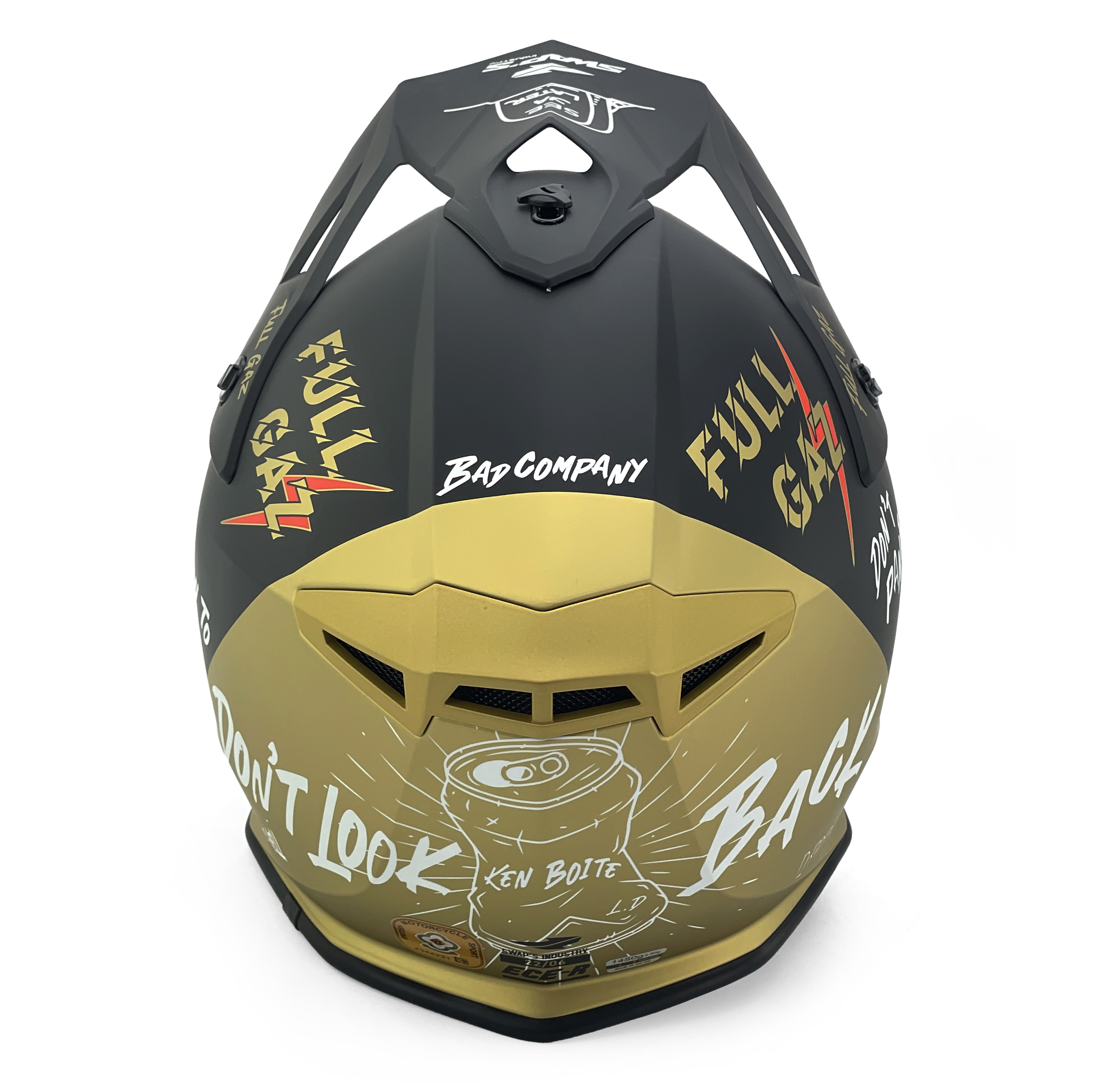 MOTOCROSS HELMET SWAPS S818 - MATT BLACK GOLD FULL GAZ - SIZE S 55cm - 56cm thumbnail 5