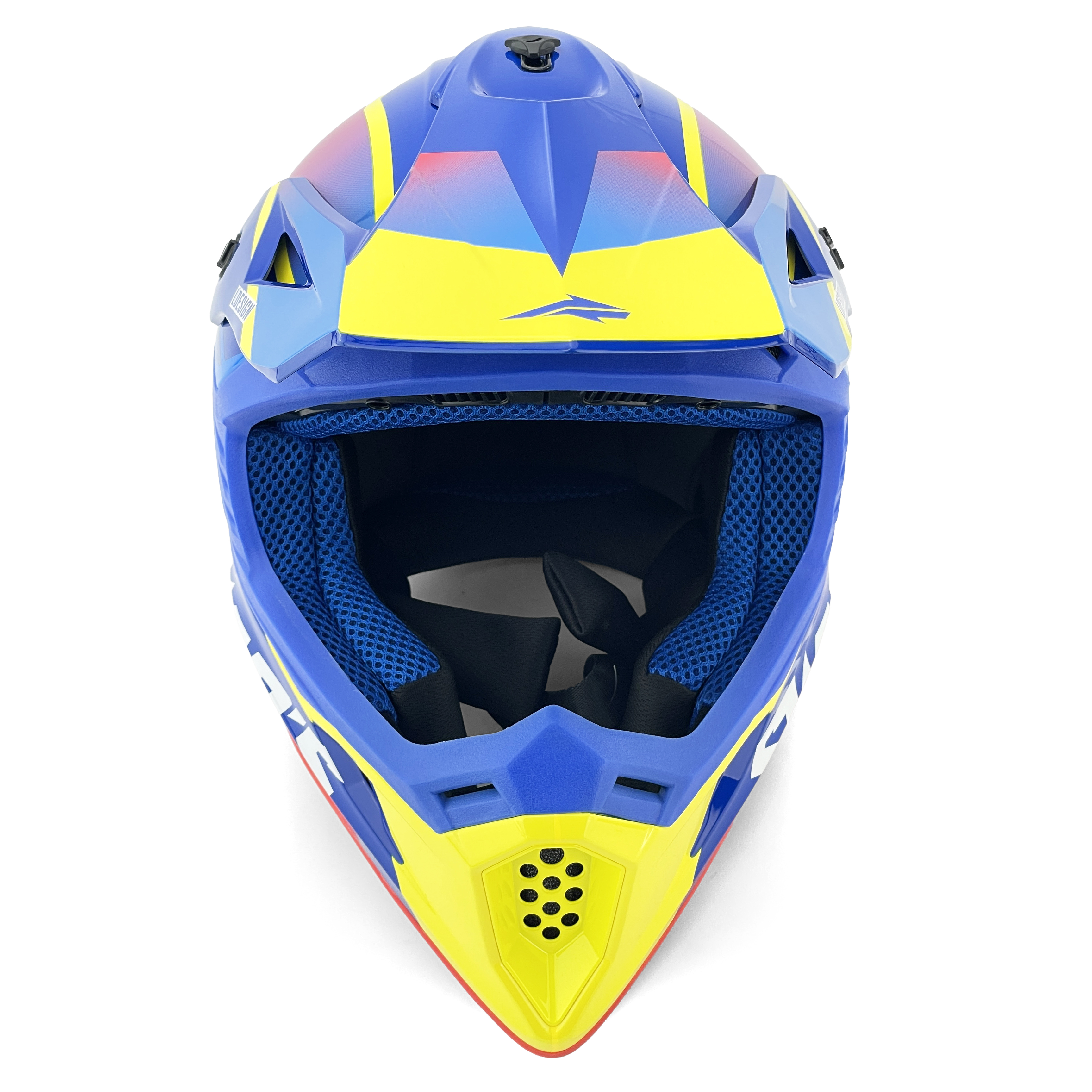 MOTOCROSS HELMET SWAPS S818 - SHINY BLUE RED YELLOW - SIZE L 59cm - 60cm thumbnail 3