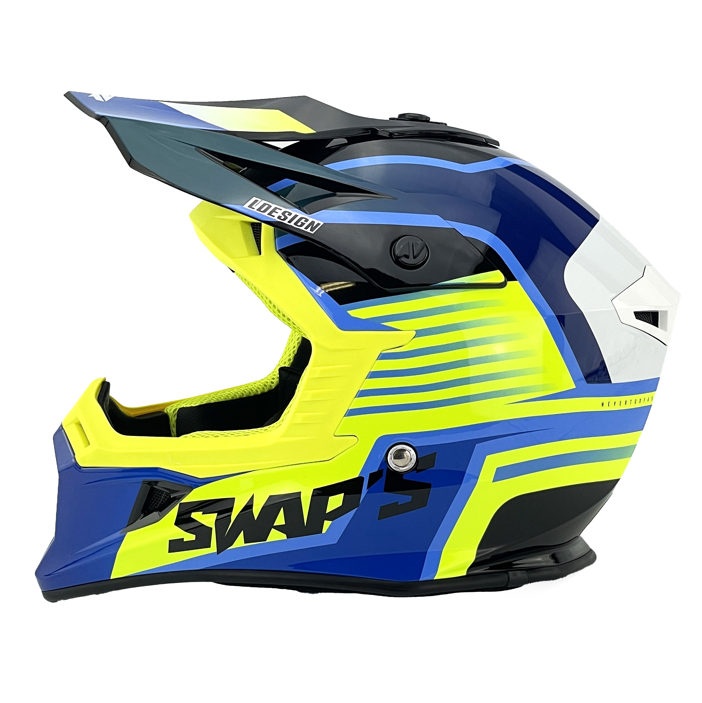 MOTOCROSS HELMET SWAPS S818 - SHINY FLUO YELLOW - SIZE S 55cm - 56cm thumbnail 4
