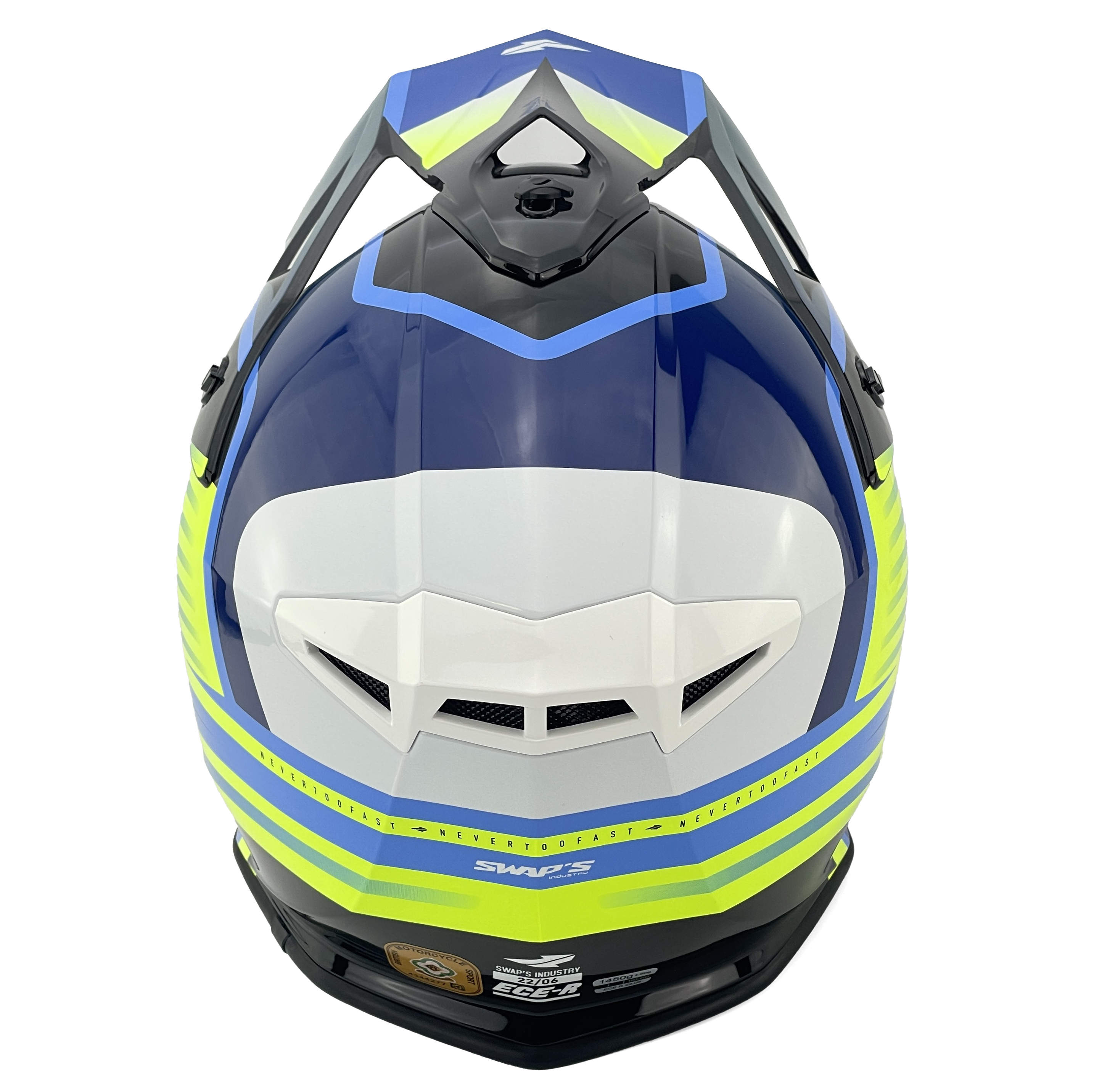 MOTOCROSS HELMET SWAPS S818 - SHINY FLUO YELLOW - SIZE S 55cm - 56cm thumbnail 5