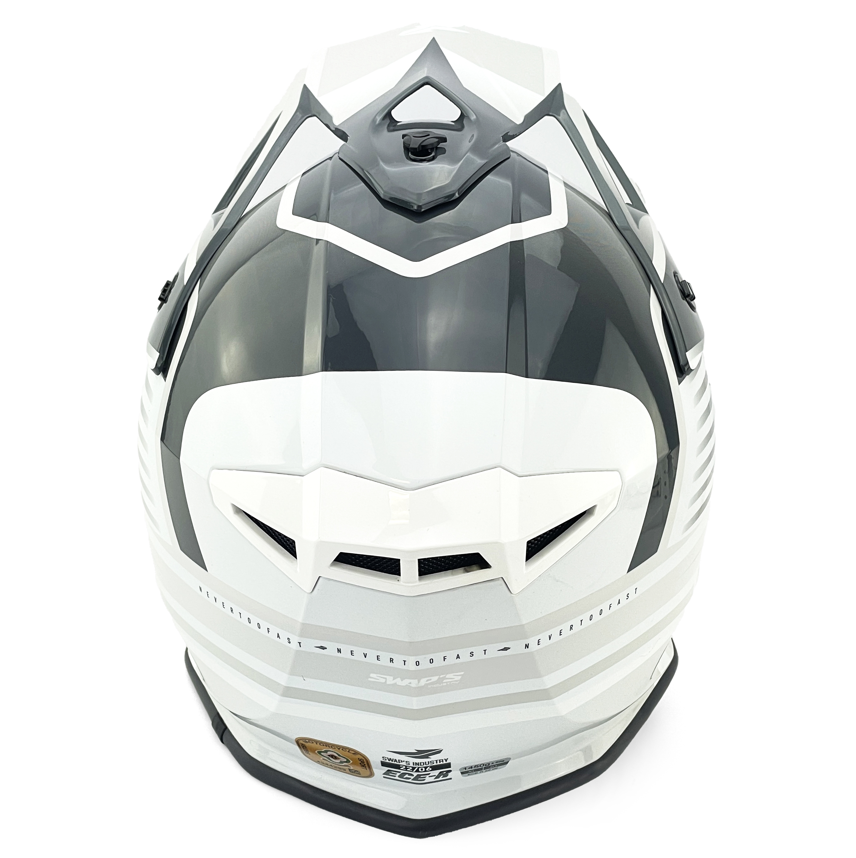 MOTOCROSS HELMET SWAPS S818 - SHINY GREY WHITE - SIZE M 57cm - 58cm thumbnail 5