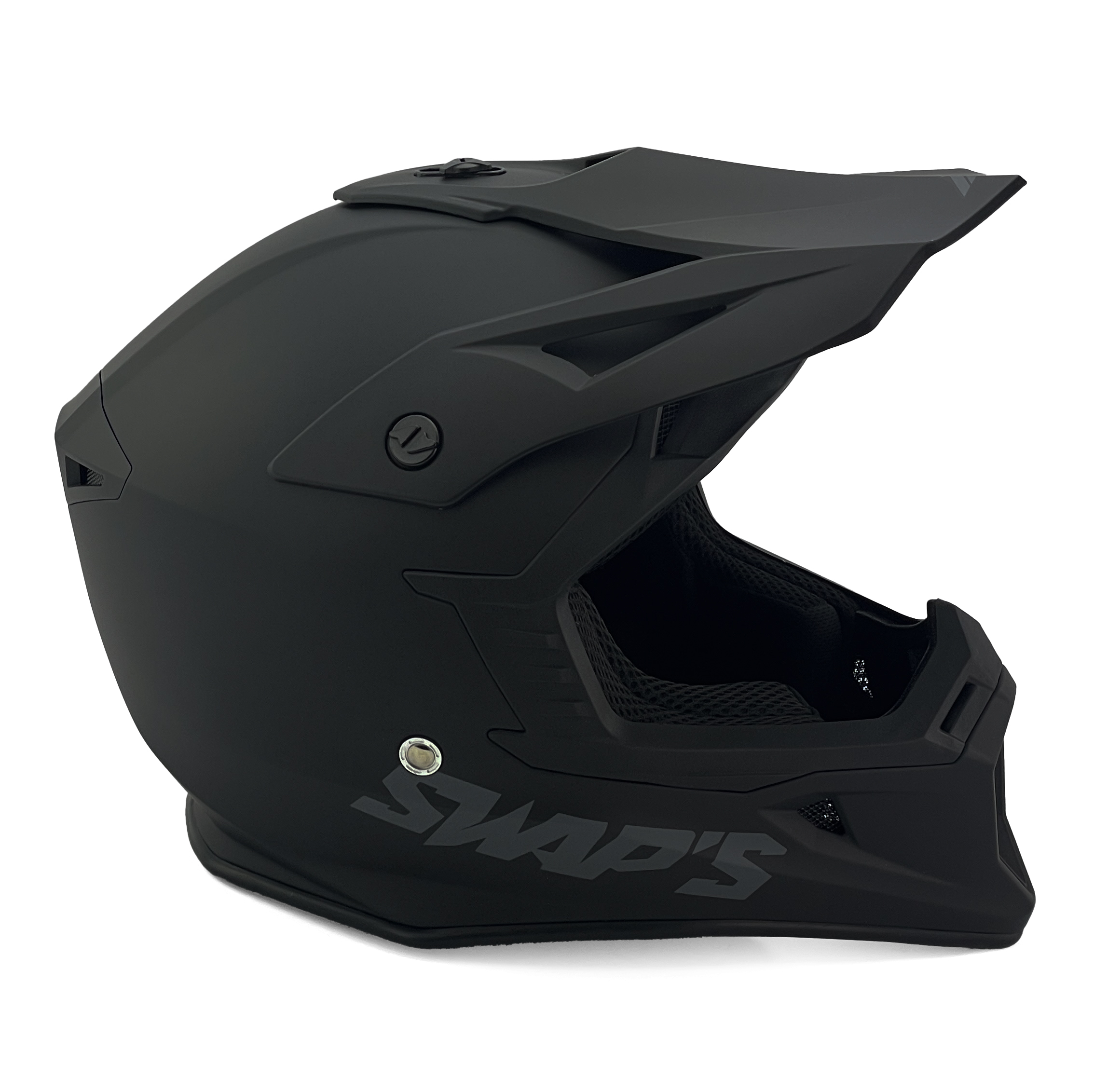 MOTOCROSS HELMET SWAPS S818 - MATT BLACK - SIZE XS 53cm - 54cm