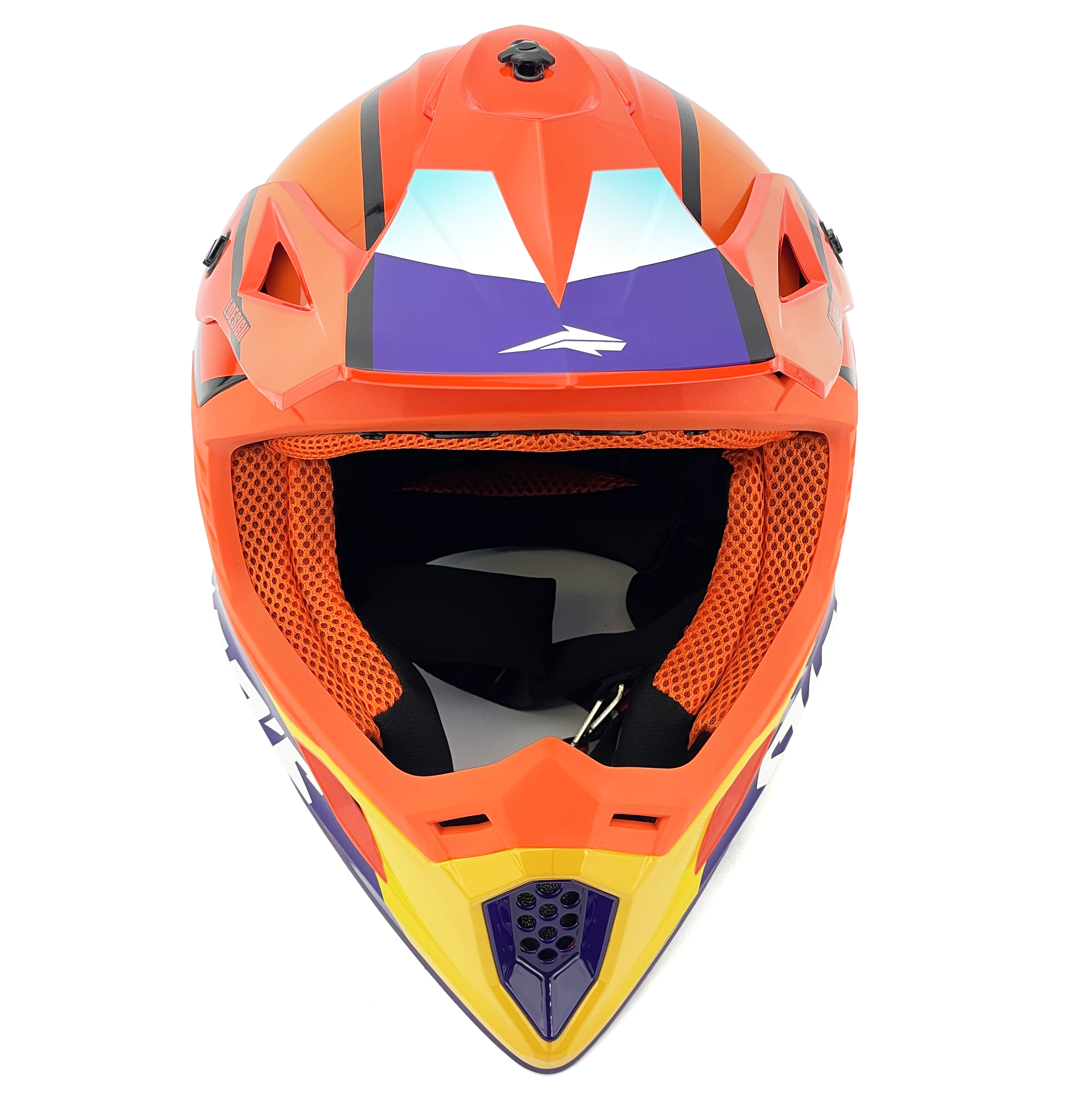 MOTOCROSS HELMET SWAPS S818 - SHINY ORANGE BLUE WHITE - SIZE L 59cm - 60cm thumbnail 3