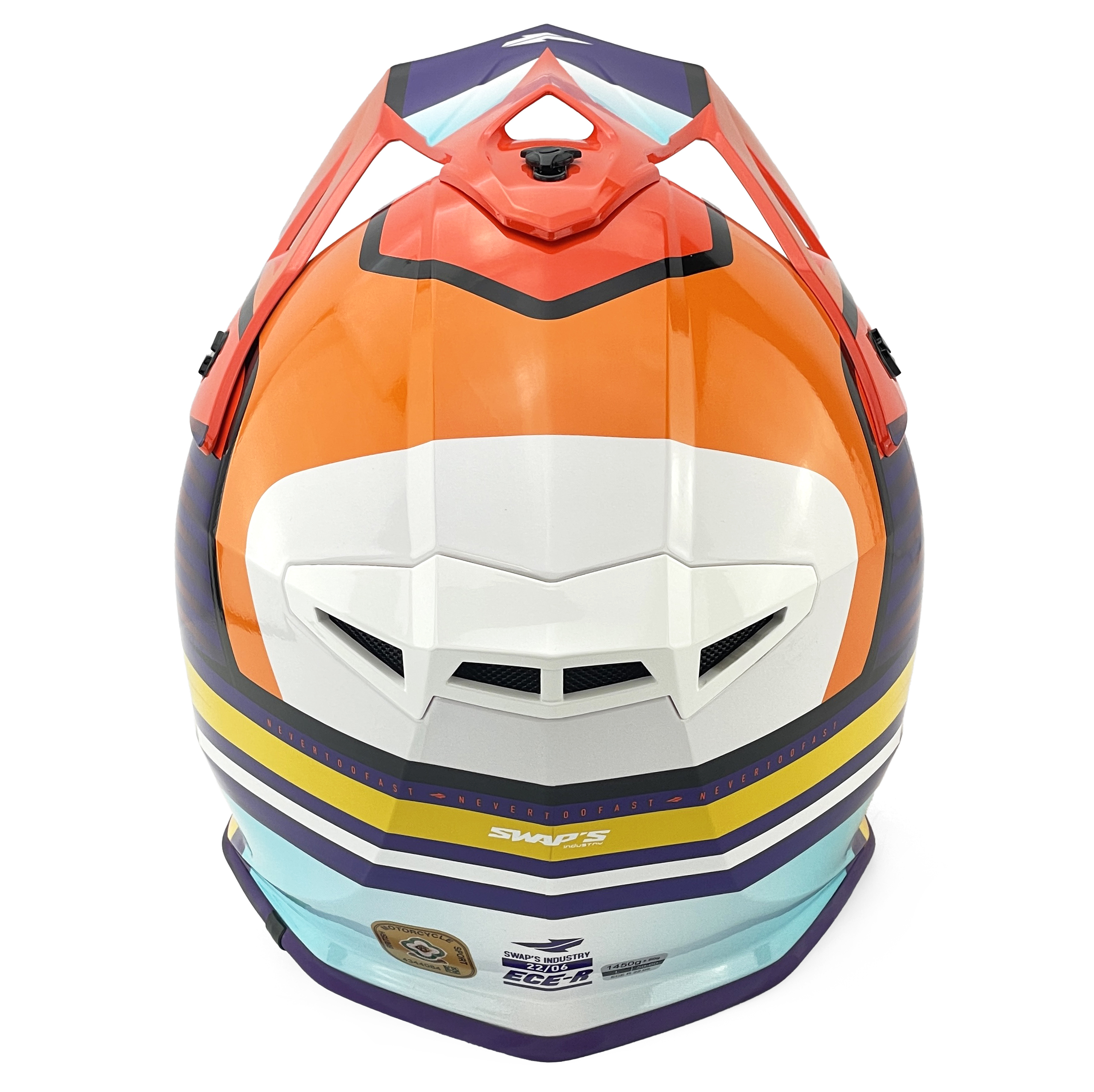MOTOCROSS HELMET SWAPS S818 - SHINY ORANGE BLUE WHITE - SIZE L 59cm - 60cm thumbnail 5