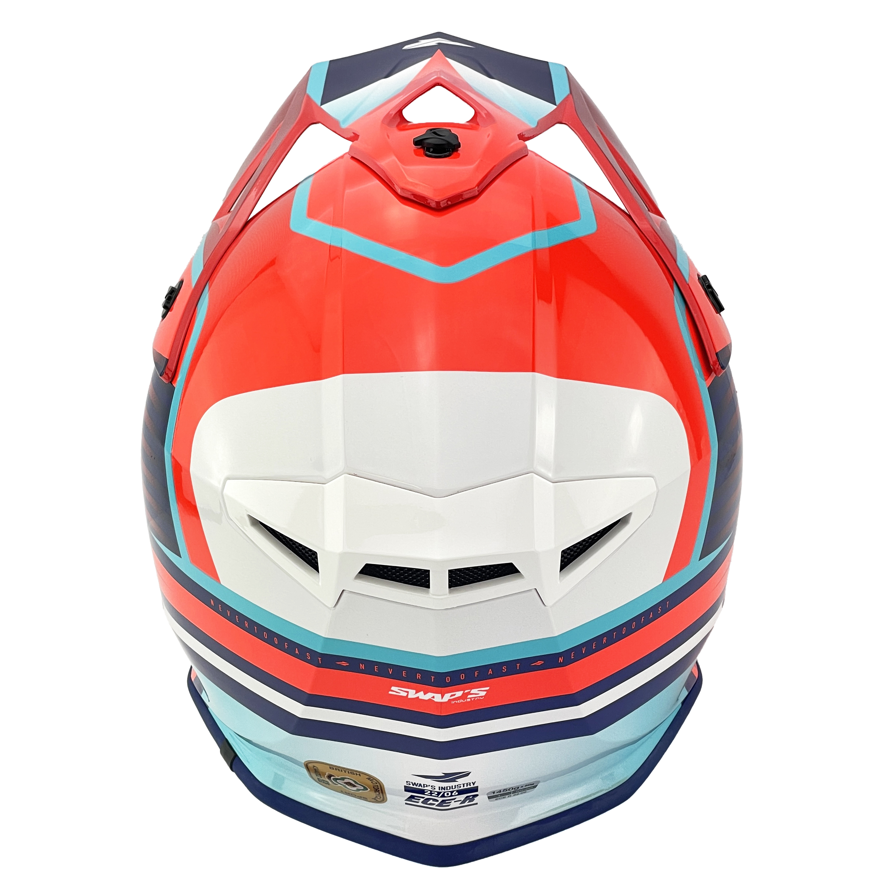 MOTOCROSS HELMET SWAPS S818 - SHINY RED BLUE WHITE - SIZE M 57cm - 58cm thumbnail 5