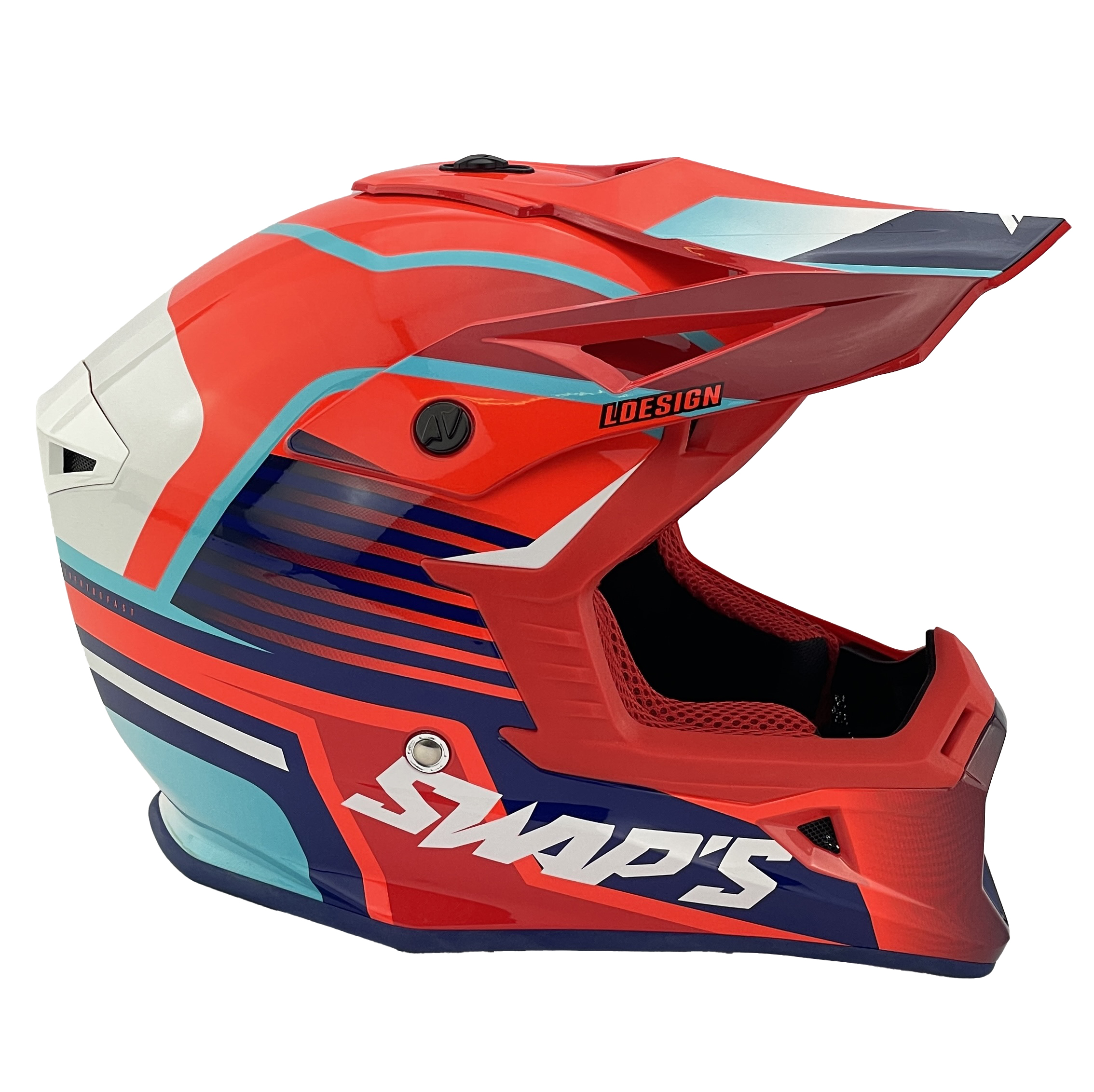 MOTOCROSS HELMET SWAPS S818 - SHINY RED BLUE WHITE - SIZE L 59cm - 60cm