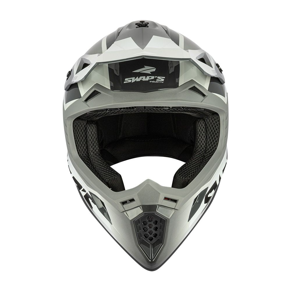 MOTOCROSS HELMET SWAPS S818 - SHINY GREY WHITE - SIZE XS 53cm - 54cm thumbnail 4