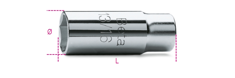 1/2 Square Drive Spark Plug Socket Chrome-Plated Hexagon End 17.8mm - Beta Tools 956C 17,8 image 1