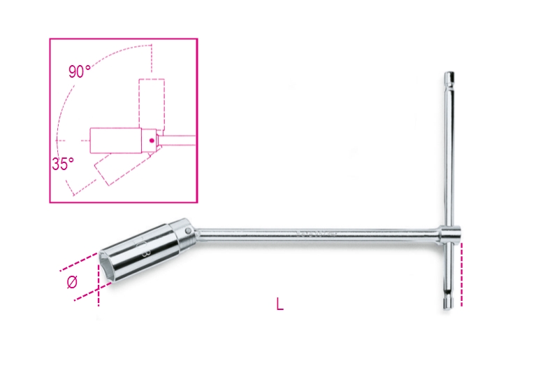 T-Handle Spark Plug Wrench with Swivelling Socket 16mm - Beta Tools 957 16 image 1