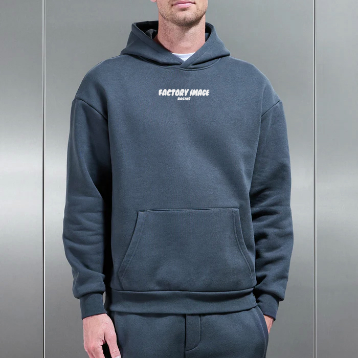 BUBBLE TEXT BLUE UNISEX HOODIE - M image 1