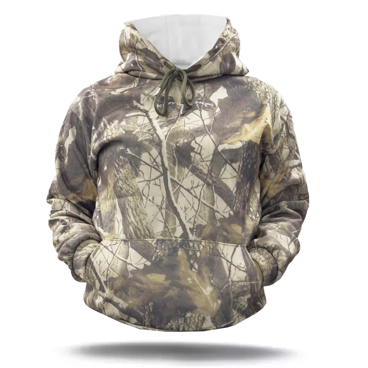 CAMO WITH WHITE TEXT UNISEX HOODIE - M image 1
