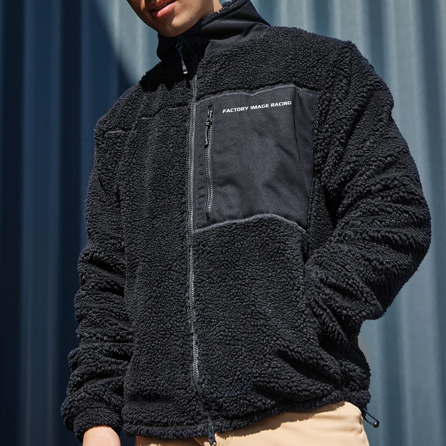 SHERPA FLEECE JACKET BLACK EXTRA LARGE FLEECE LINED, FRONT POCKET image 1