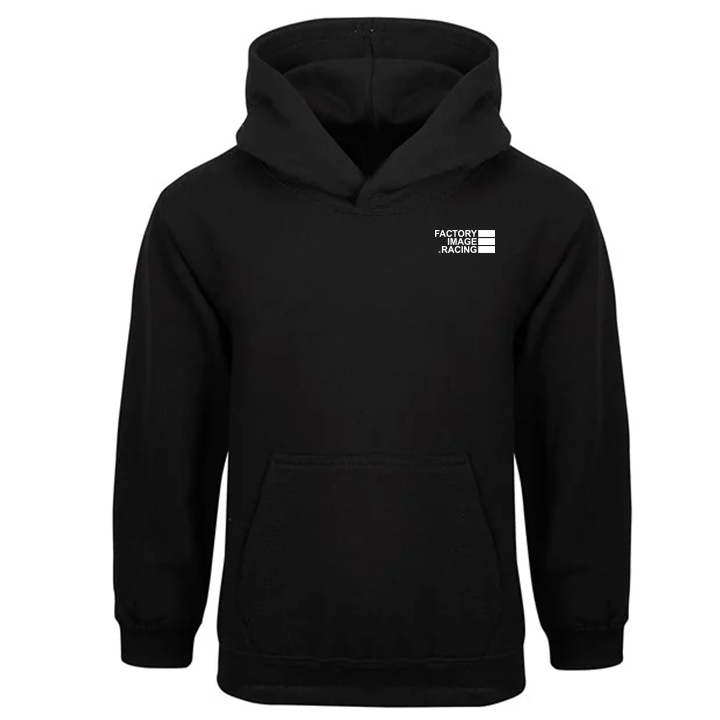 WHITE TEXT MINIMAL BLACK KIDS HOODIE - SIZE - 3/4 image 1