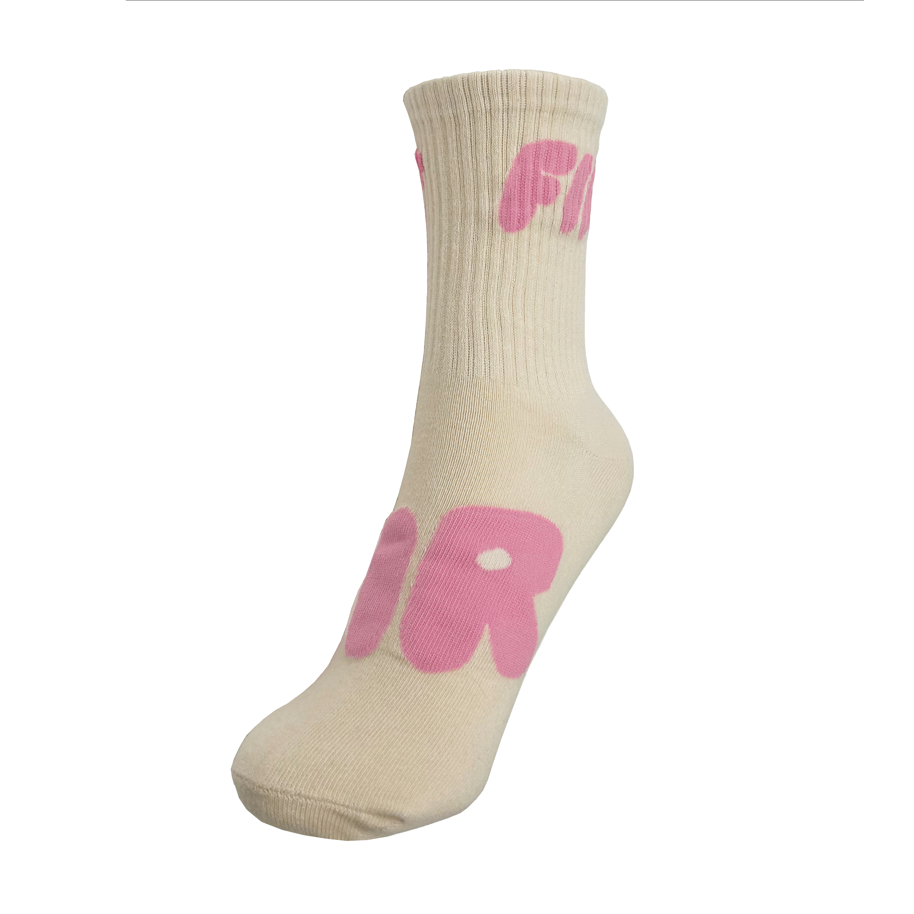 UNISEX SOCKS BUBBLE BEIGE WITH PINK FIR DESIGN SIZE L (UK 7-11) image 1