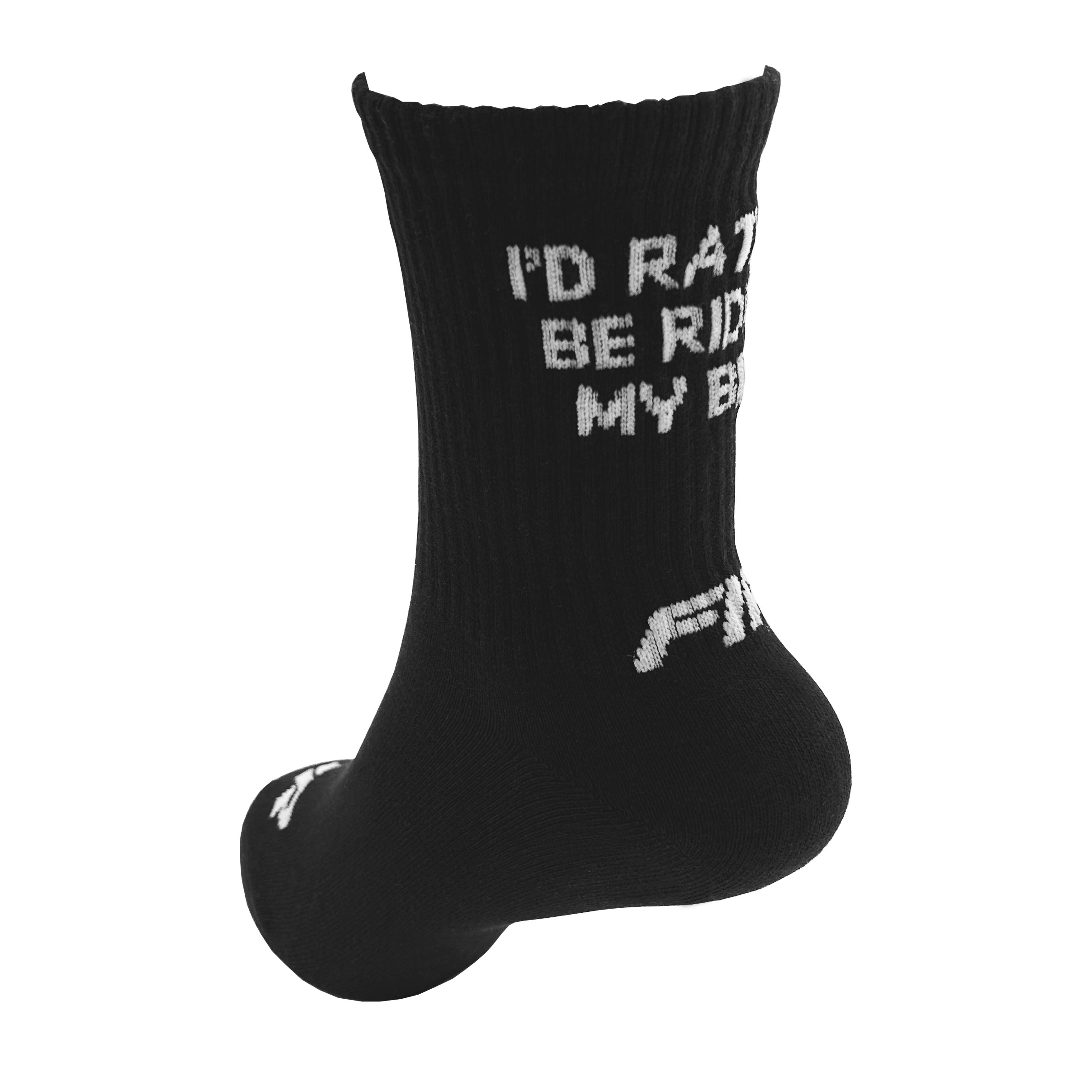 UNISEX SOCKS RATHER BE RIDING BLACK WITH WHITE FIR DESIGN SIZE S (UK 4-7) image 1