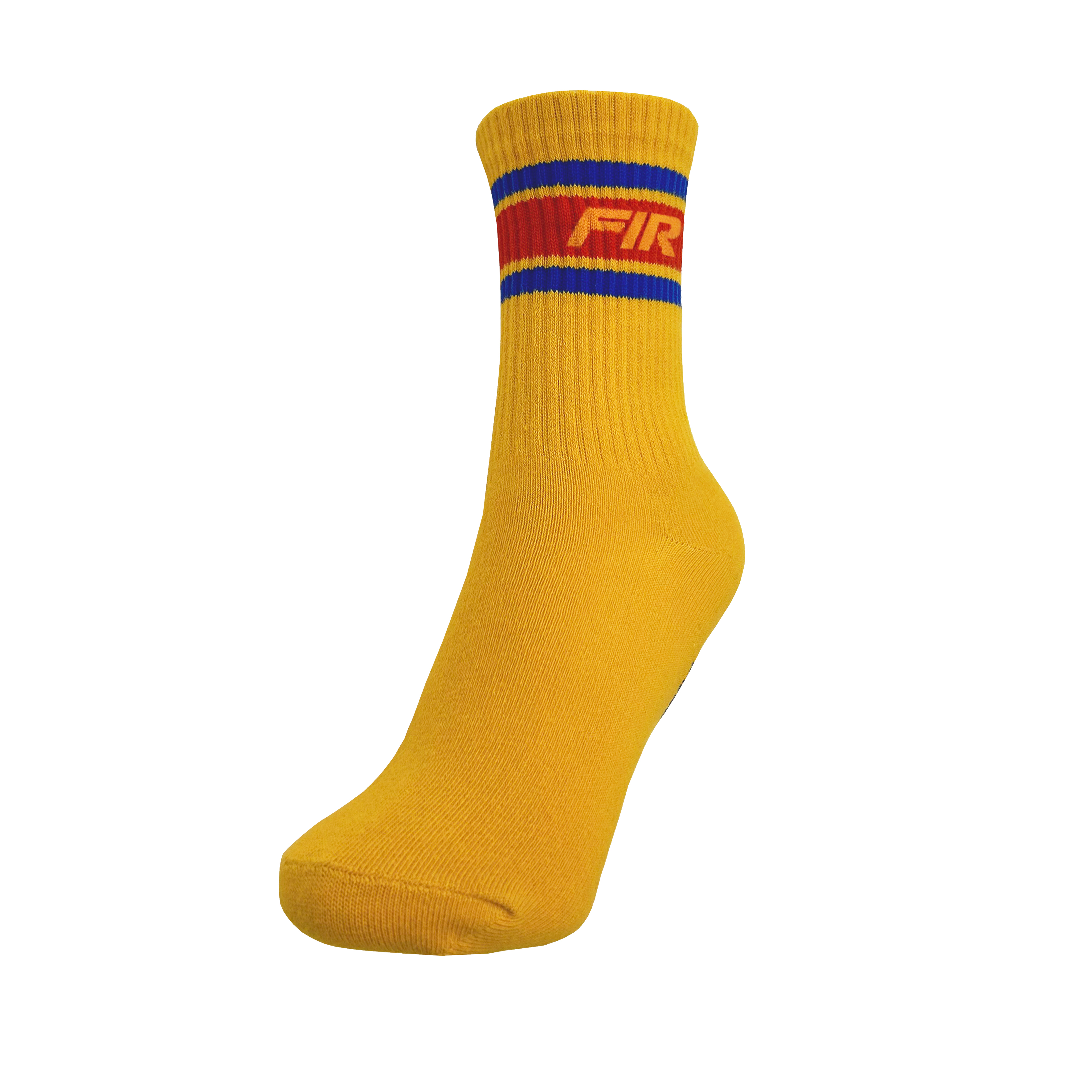 UNISEX SOCKS YELLOW WITH RED/BLUE FIR DESIGN SIZE S (UK 4-7) image 1