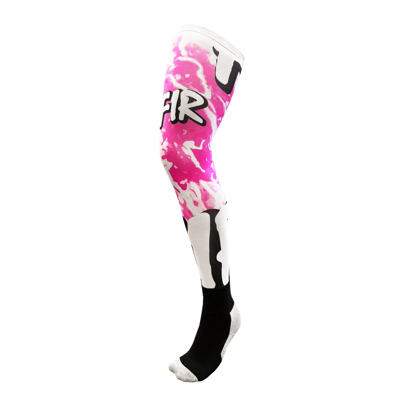 KNEE BRACE MX ENDURO SOCKS WITH FIR PINK DESIGN SIZE S/M SIZE UK 3-7 image 1