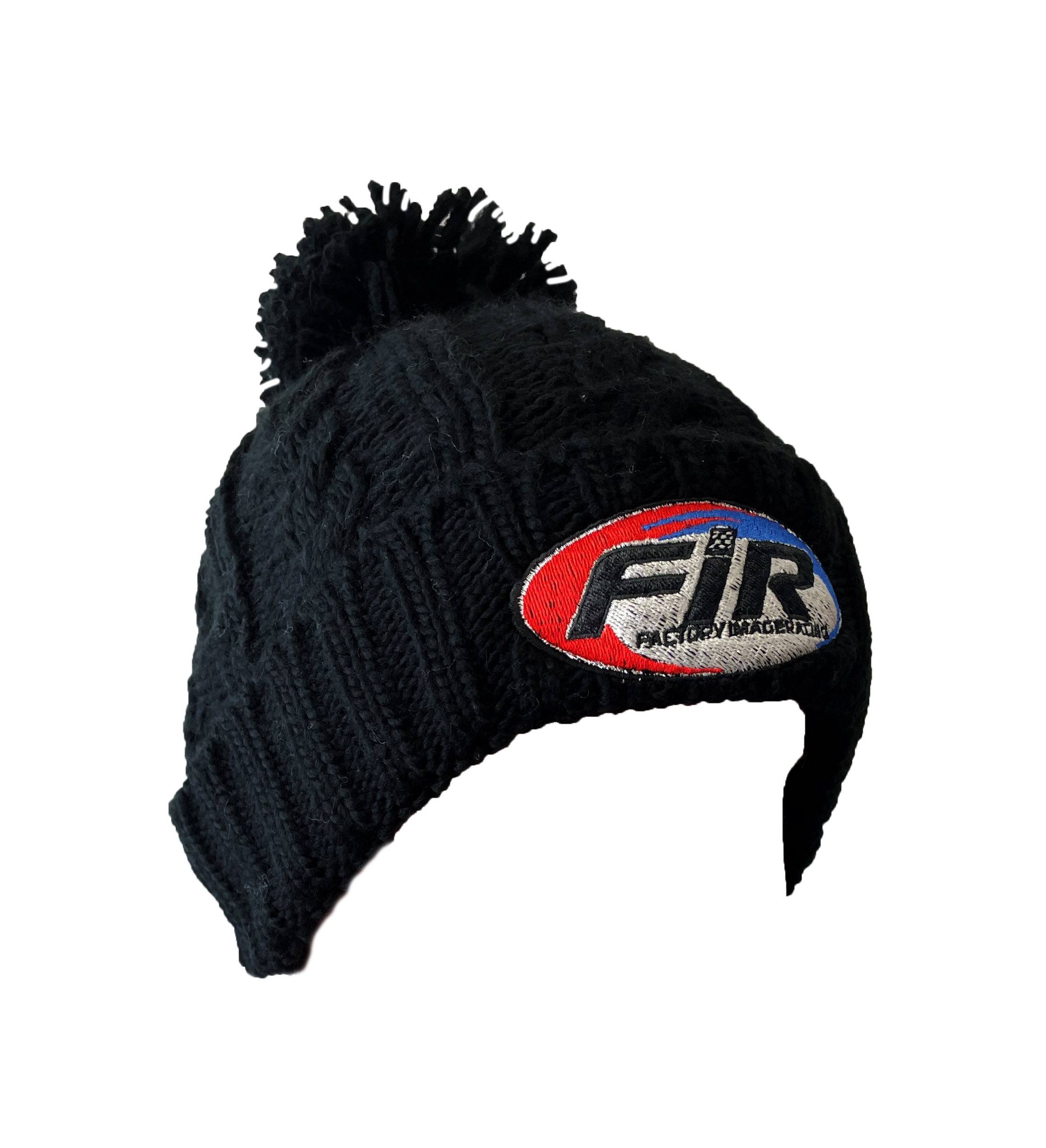 FIR LOGO - BLACK CABLE KNIT BOBBLE HAT - ONE SIZE image 1