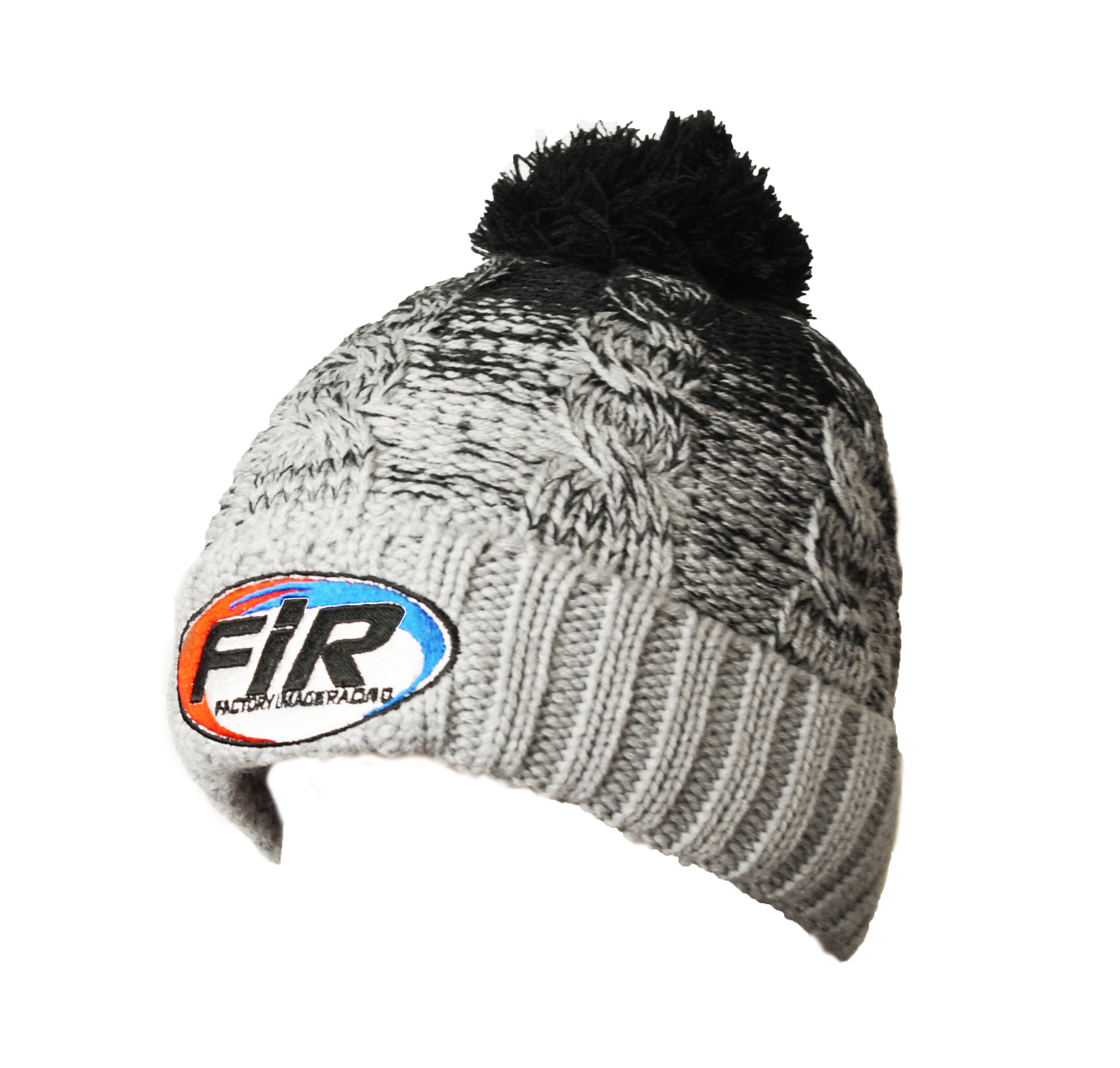 FIR LOGO - BLACK/LIGHT GREY BOBBLE HAT - ONE SIZE image 1