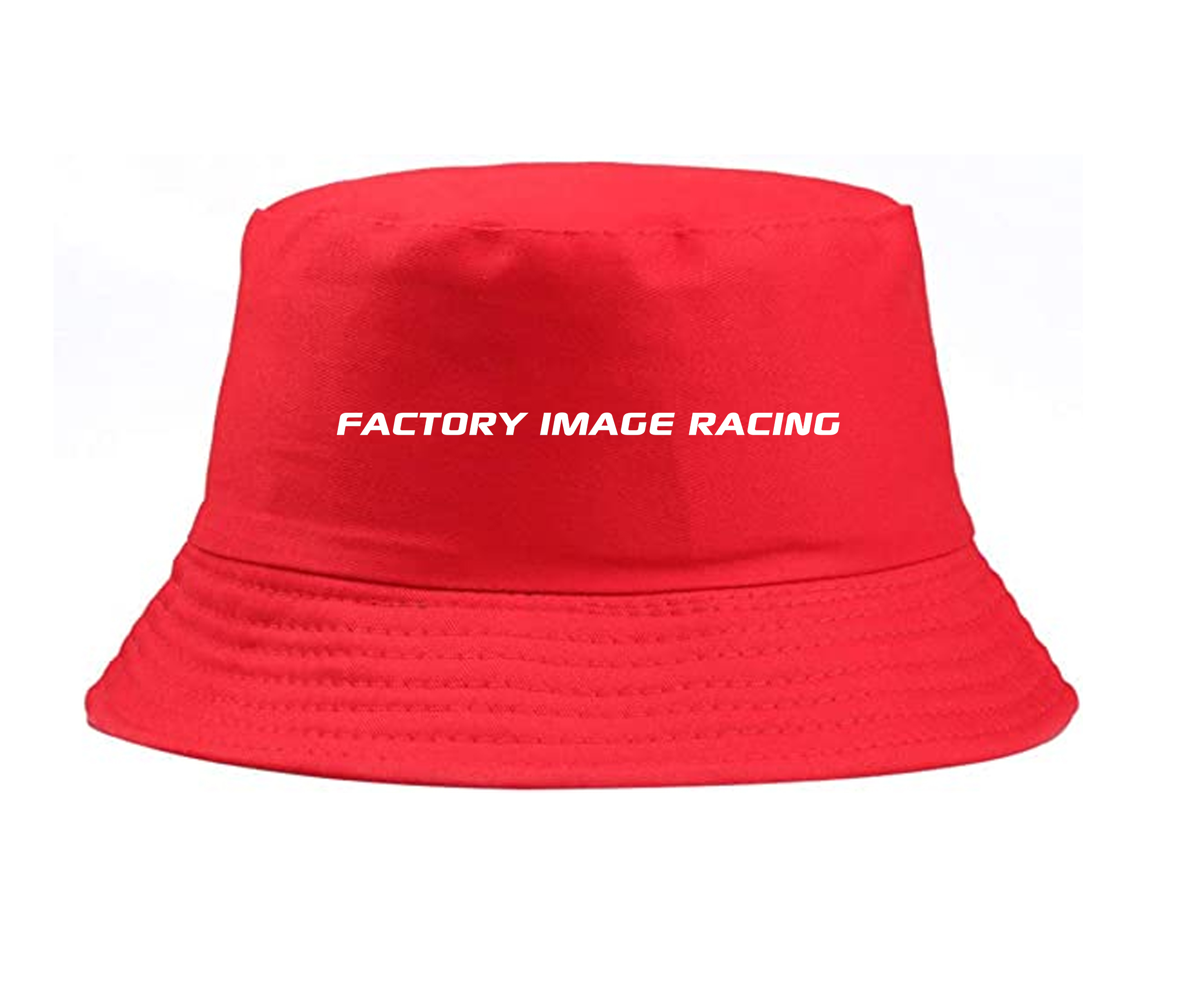 RED BUCKET HAT - WHITE FIR TEXT - SMALL / MEDIUM image 1