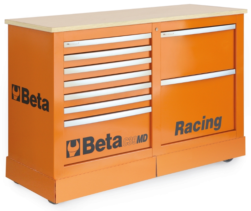 Special Mobile Roller Cabinet Racing MD Type with 7-Drawer and 2-Drawer Modules - Beta Tools C39MD-G image 1